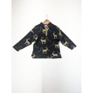 Vintage KITESTRINGS Boys Camo Green Elk Fleece Full Zip Jacket 12/14